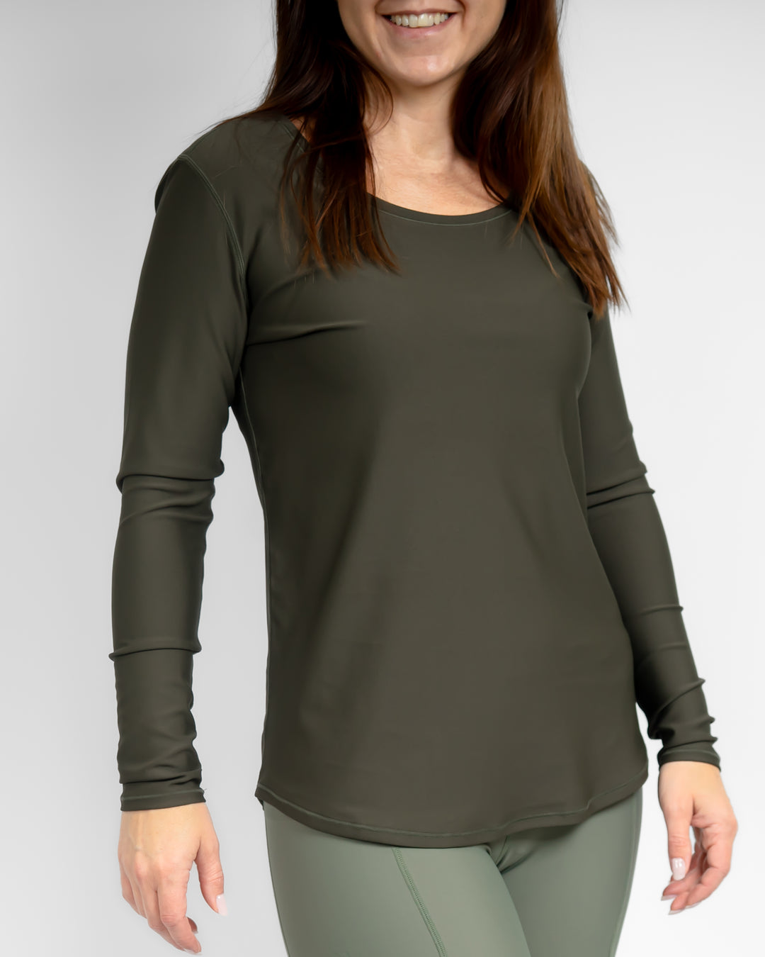 Vigga Fitted Deep Olive Long-Sleeve