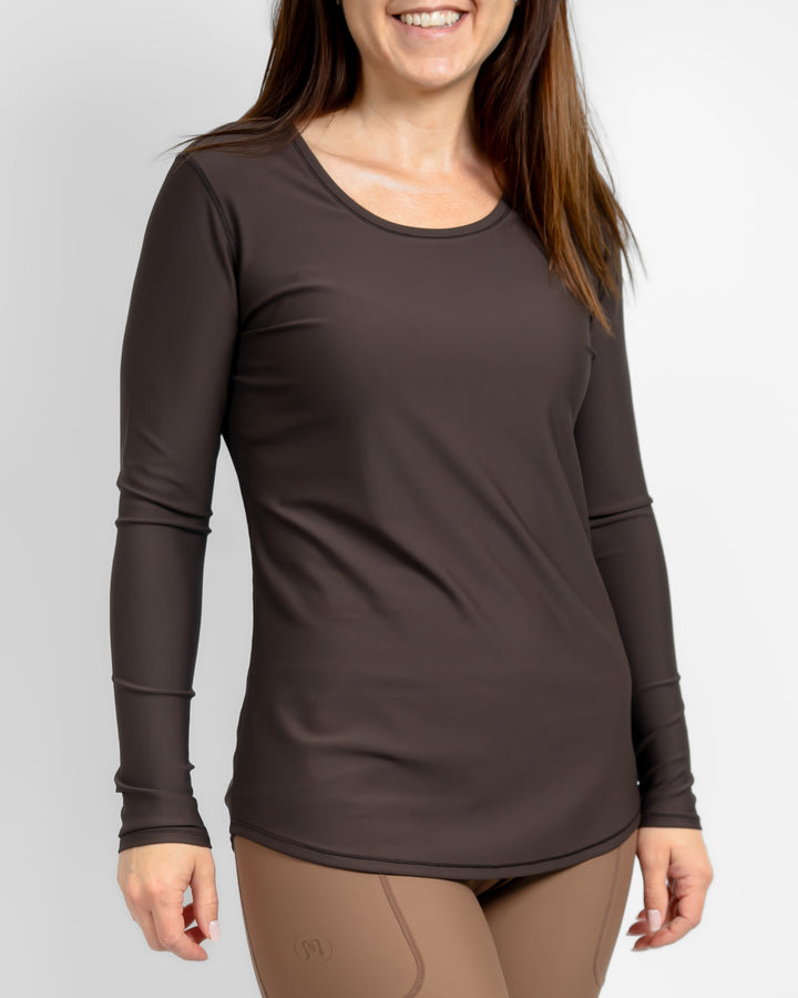 Vigga Fitted Mocha Brown Long-Sleeve
