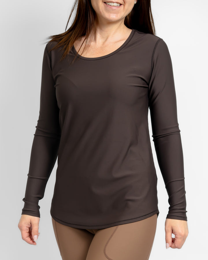 Vigga Fitted Mocha Brown Long-Sleeve